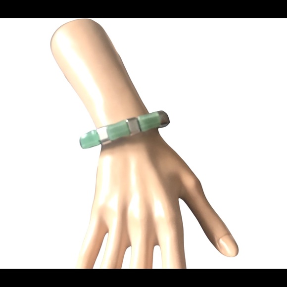 Green jasper leather bracelet,. - Picture 5 of 5